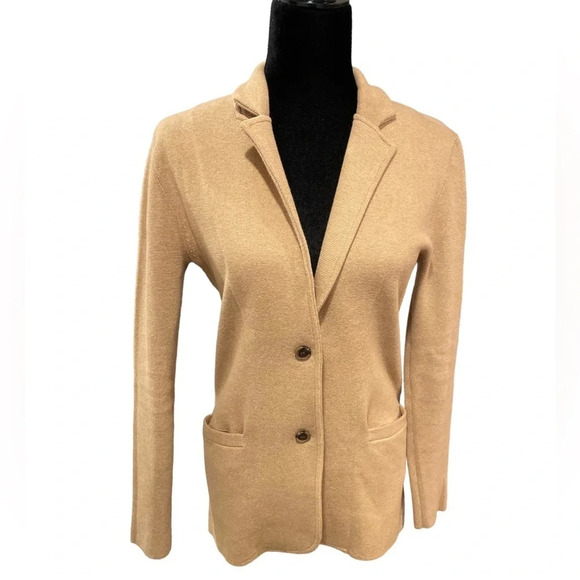 J. CREW Fall 2020 Sweater Blazer Heather Acorn 2 Button Front Closure size XS - Picture 6 of 12